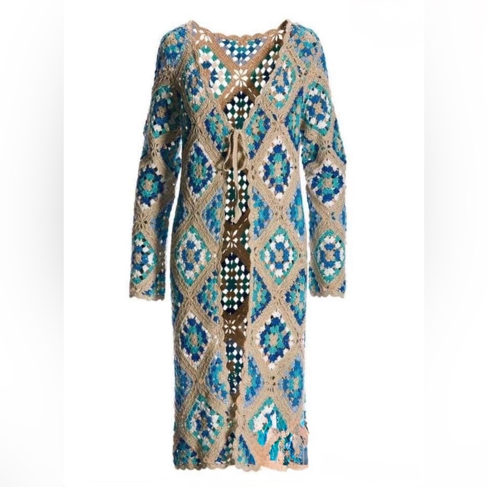 BOSTON PROPERTY, Crochet Shimmer Duster Long Cardigan, Size S/M, NEW - Picture 4 of 16